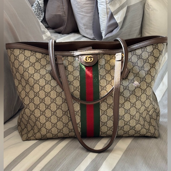 Gucci Handbags - Gucci Ophidia Beige and Brown Tote